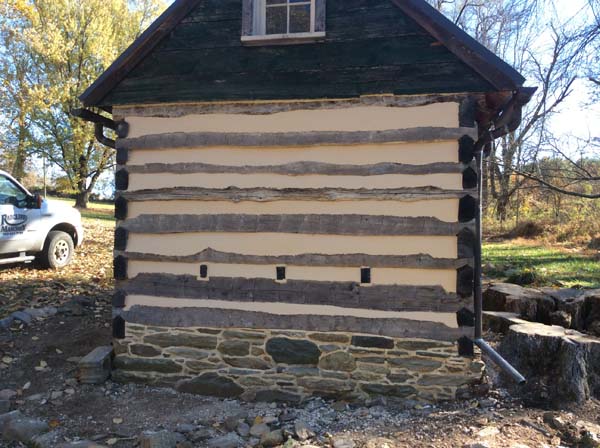 log cabin stone masonry