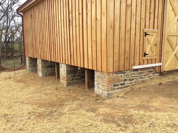 brand new barn with stone